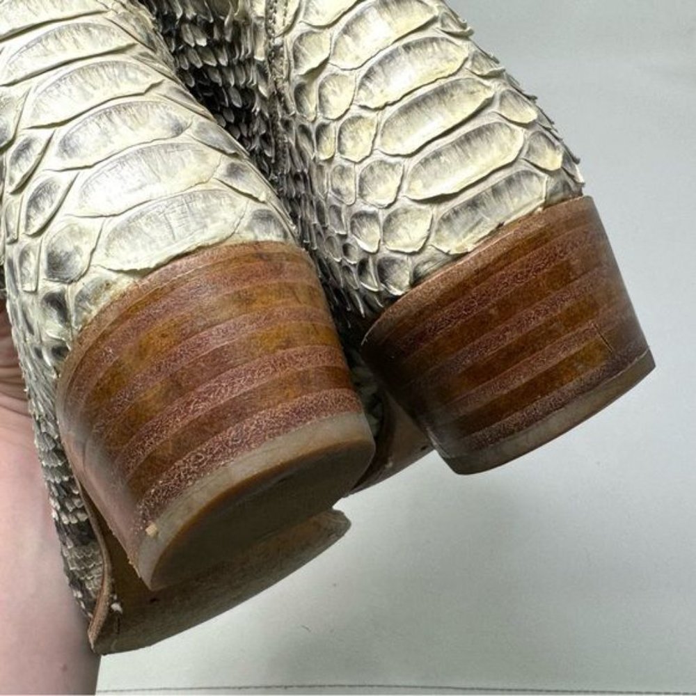 The Frye Company Deborah Pull On cowboy Boots phyton snakeskin goodyear welt 10M - Picture 3 of 16